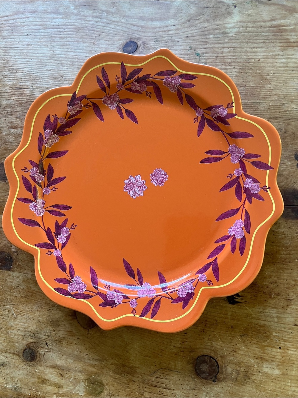 NEW Anthropologie ELIN Dinner
Plate Orange Floral Fantasy
